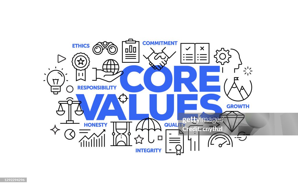 Values Simple Design Core Values Related Web Banner Line Style Modern Linear Design Vector ...