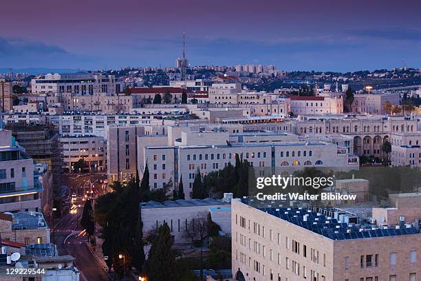 elevated city view with king david street - jerusalem sunrise stock pictures, royalty-free photos & images