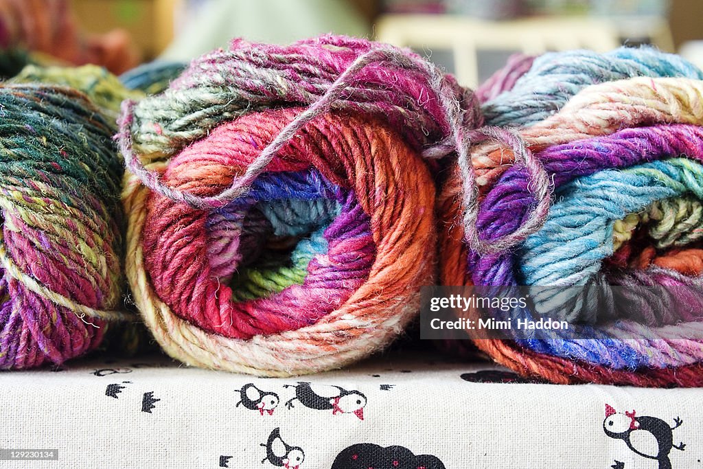 Colorful Yarn Displayed in Craft Supply Store