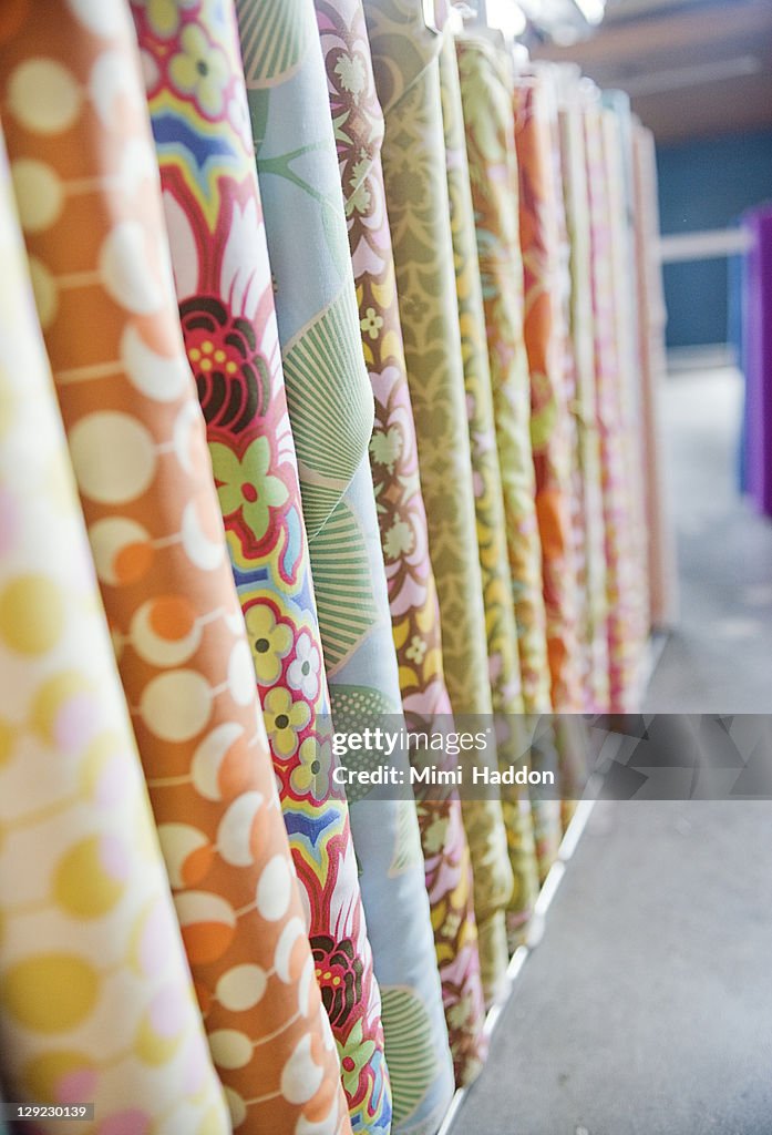 Bolt of Colorful Fabric in Craft Store
