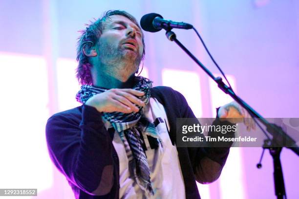 Thom Yorke of Radiohead performs during Outside Lands music festival in Golden Gate Park on August 22, 2008 in San Francisco, California.