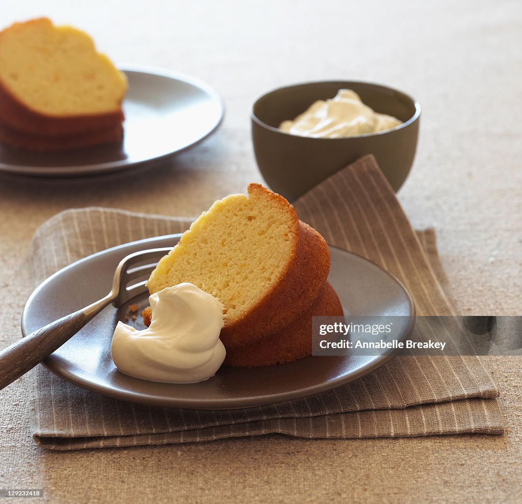 Tangerine Olive Oil Pound Cake, Whipped Cream