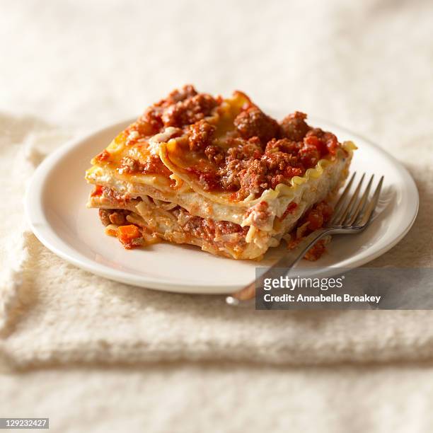 lasagna with turkey sausage - lasagne stock-fotos und bilder