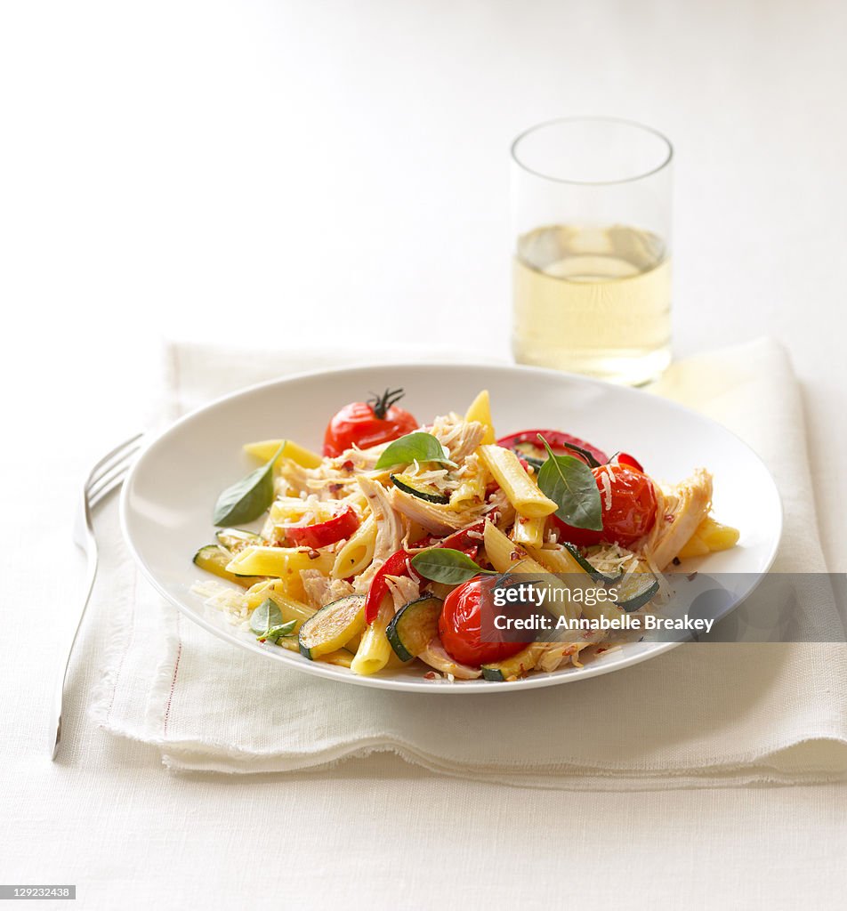 Pasta with Basil Tomatoes Parmesan and Zucchini