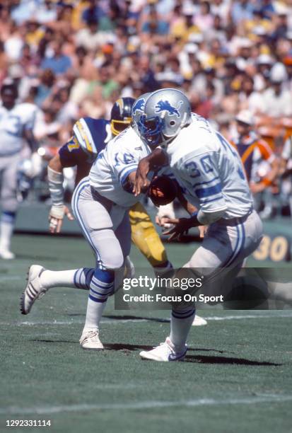 James Jones of the Detroit Lions carries the ball against the San Diego Chargers during an NFL football game September 30, 1984 at Jack Murphy...