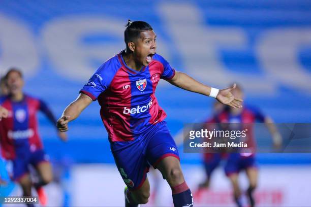 Jonathan Sanchez of Atlante celebrates after scoring the first goal of his team during the Final second leg match between Atlante and Tampico as part...