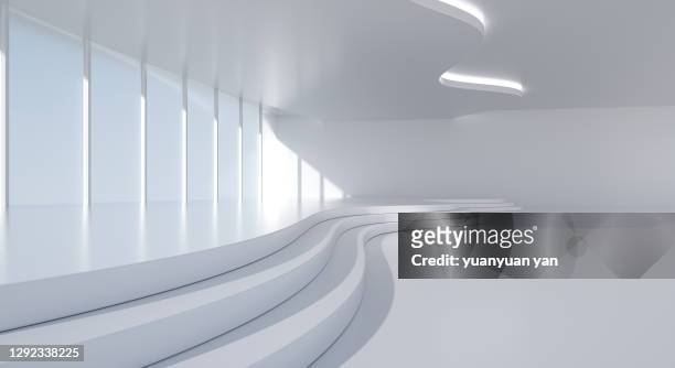 3d rendering exhibition background - futuristic interior stock pictures, royalty-free photos & images