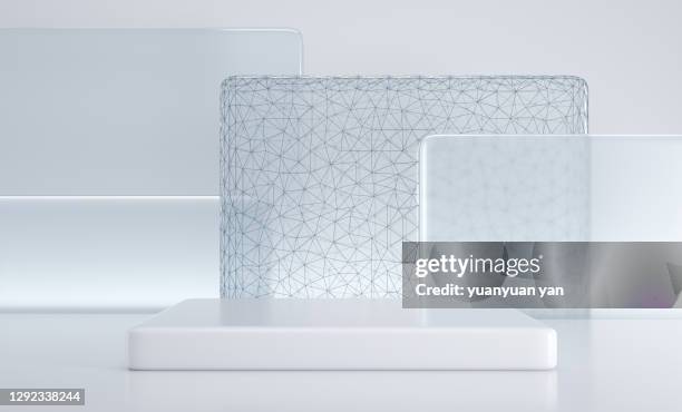 3d rendering exhibition background - 3d glass rectangle stock pictures, royalty-free photos & images