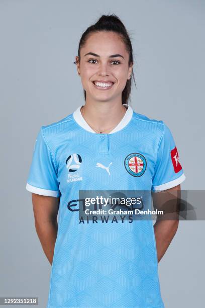 Emma Checker of Melbourne City poses during the Melbourne City W-League 2020/21 Headshots Session at City Football Academy on December 21, 2020 in...