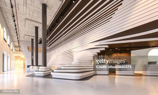 hotel reception lobby - futuristic interior stock pictures, royalty-free photos & images