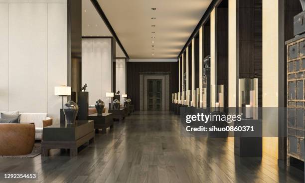 hotel reception lobby - luxury hotel lobby stock pictures, royalty-free photos & images