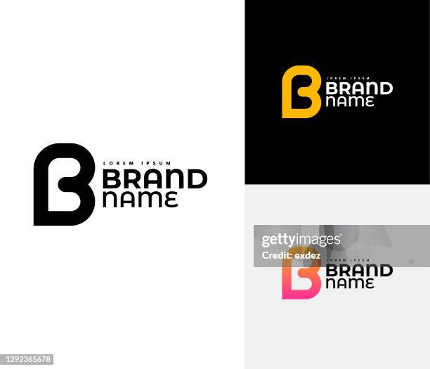 b logo set - letter b monogram stock illustrations