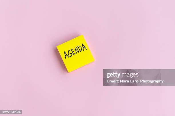 agenda text on adhesive paper - the bigger picture stock pictures, royalty-free photos & images