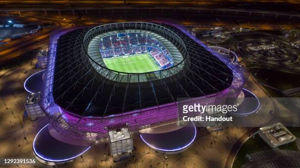 In this handout image provided by Qatar 2022/Supreme Committee, Qatar inaugurates fourth FIFA World Cup 2022 venue, Ahmad Bin Ali Stadium on December...