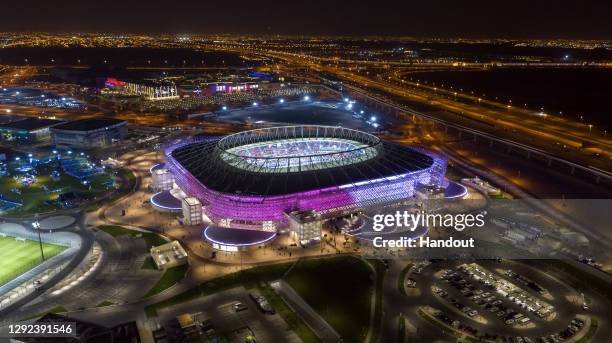 In this handout image provided by Qatar 2022/Supreme Committee, Qatar inaugurates fourth FIFA World Cup 2022 venue, Ahmad Bin Ali Stadium on December...