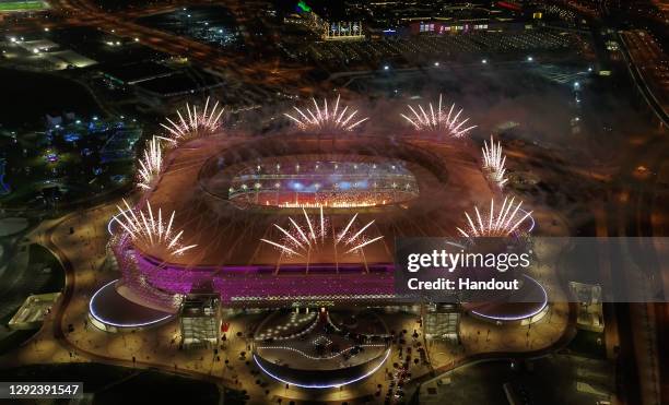 In this handout image provided by Qatar 2022/Supreme Committee, Qatar inaugurates fourth FIFA World Cup 2022 venue, Ahmad Bin Ali Stadium on December...