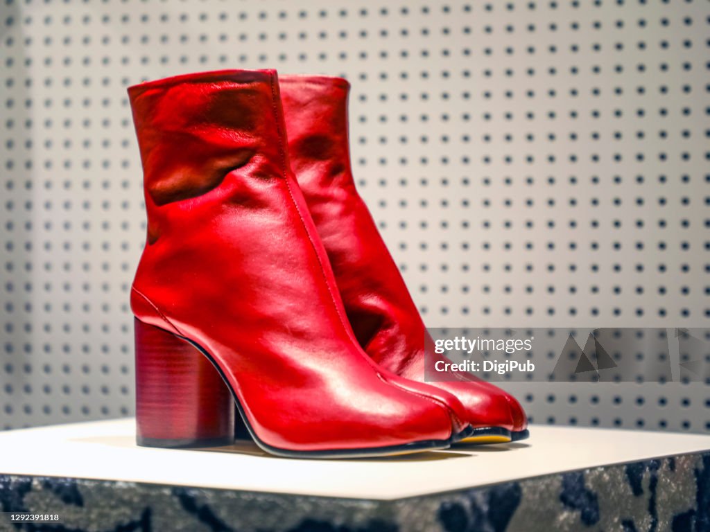 Red ankle boots