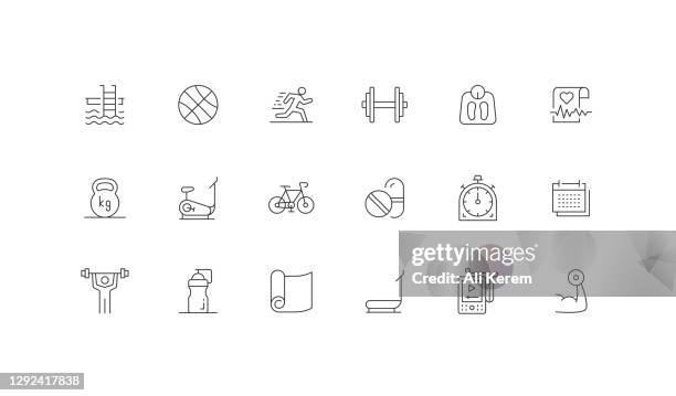 fitness, pool, basketball, laufen, hantel-icons - pool ball stock-grafiken, -clipart, -cartoons und -symbole