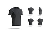 Blank black polo shirt mock up, different views