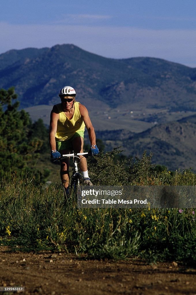 Man mountain bicycling, CO