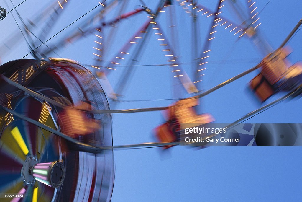 Blur of carnival rides