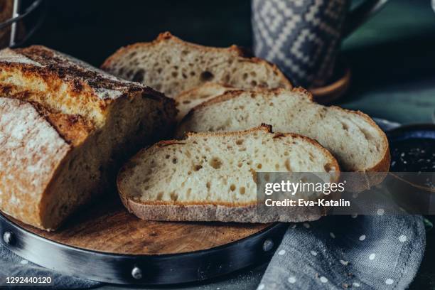 still life with bread - sourdough bread stock pictures, royalty-free photos & images