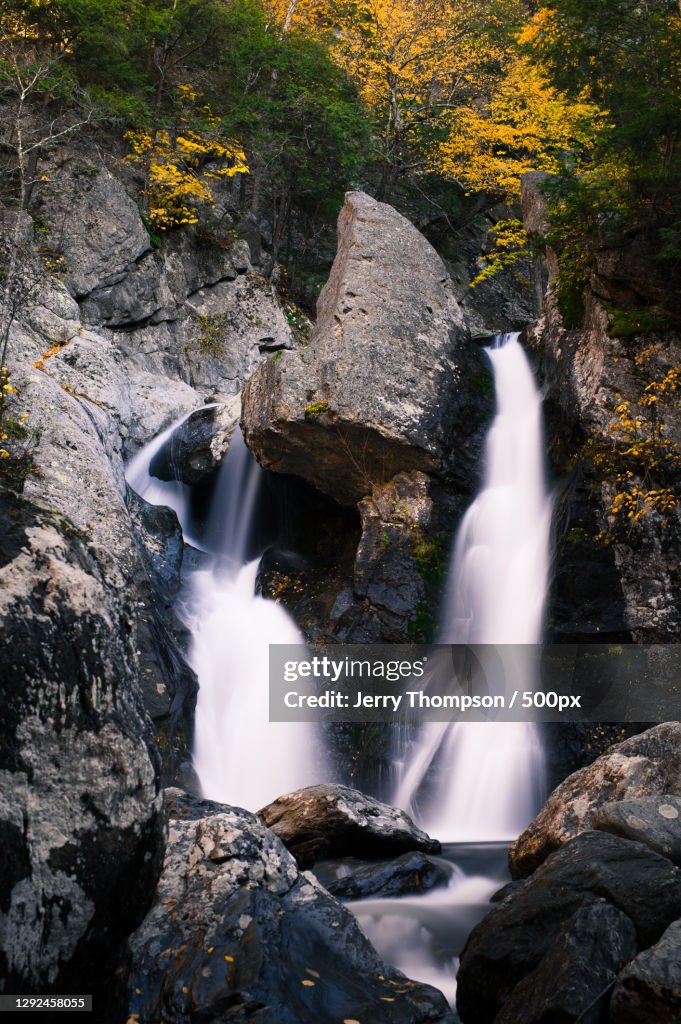 Scenic view of waterfall in forest,Bash Bish Falls,United States,USA