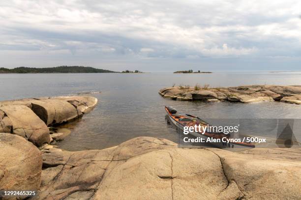 scenic view of sea against sky,lake ladoga,russia - lake ladoga stock pictures, royalty-free photos & images