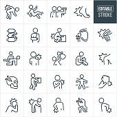 Injury and Pain Thin Line Icons - Editable Stroke