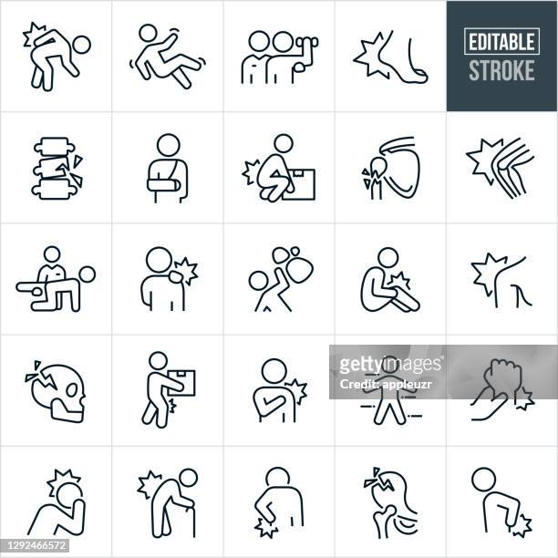 injury and pain thin line icons - editable stroke - symptom stock illustrations