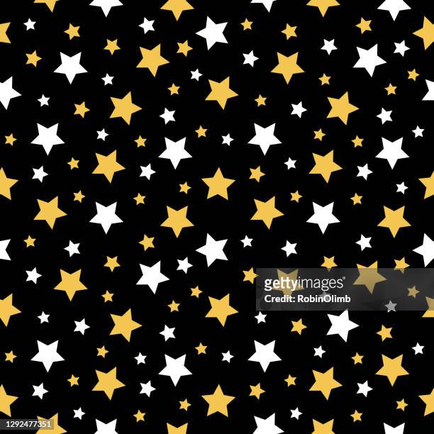 gold and white stars seamless pattern - textile patch stock illustrations