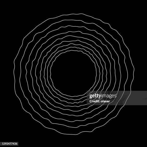 multiple circles in uneven concentric tree rings, framing copy space. - radio waves stock illustrations