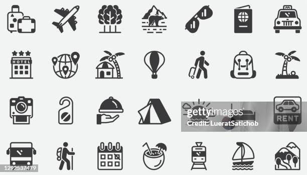 travel concept icons - tourist resort stock illustrations