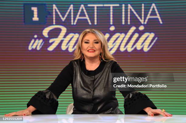 The Italian conductor Monica Setta during the broadcast Uno Mattina in Famiglia at the RAI Studios in via Teulada. Rome , December 19th, 2020