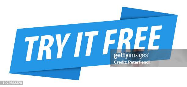 try it free - banner, speech bubble, label, ribbon template. vector stock illustration - paper chat bubbles stock illustrations