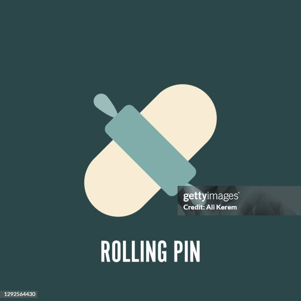 rolling pin flat icon - cooking timer stock illustrations