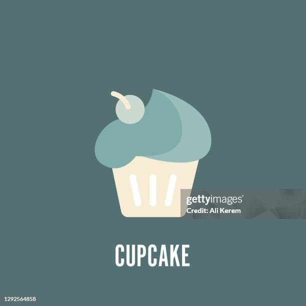 cupcake flat icon - brownie vector stock illustrations