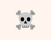Skull and Crossbones vector icon. Isolated Skull and Crossbones flat colored symbol - Vector