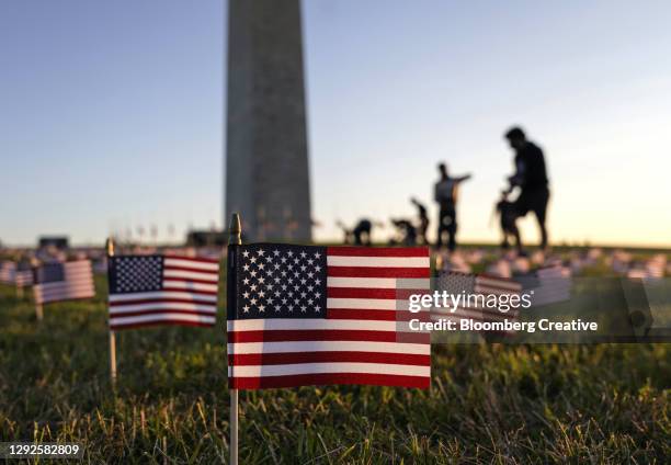 america's national flags in covid-19 tribute - washington coronavirus stock pictures, royalty-free photos & images