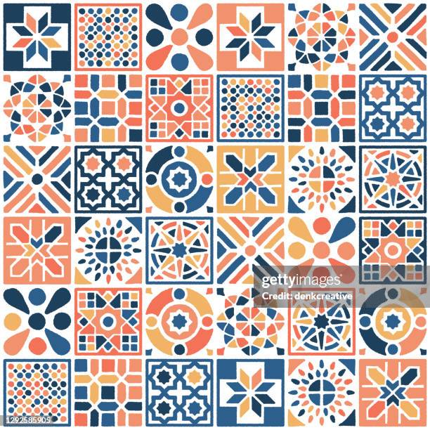 ilustraciones, imágenes clip art, dibujos animados e iconos de stock de patrón sin costuras de azulejos marroquíes orientales - arte y artesanía