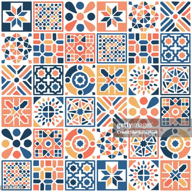 oriental moroccan tile seamless pattern - tiled floor pattern stock illustrations