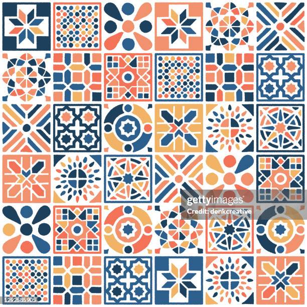 oriental moroccan tile seamless pattern - tile stock illustrations