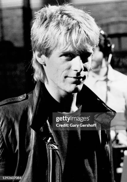 View of Canadian Rock musician Bryan Adams during an interview at MTV Studios, New York, New York, April 1, 1982.