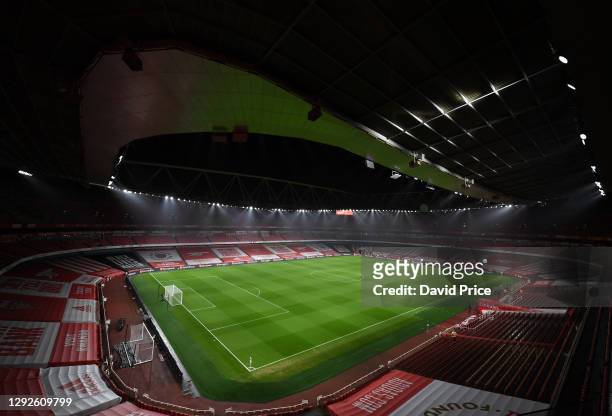 General view of the Emirates Stadium before the Carabao Cup Quarter Final match between Arsenal and Manchester City at Emirates Stadium on December...