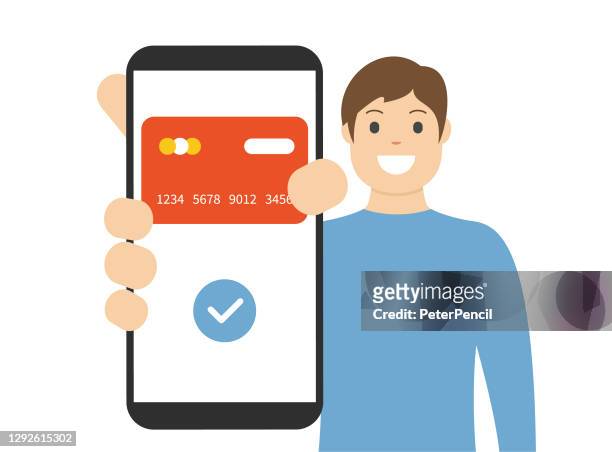 Man Showing A Mobile Payment On Smart Phone Screen Bank Transaction Cartoon  Vector Stock Illustration High-Res Vector Graphic - Getty Images