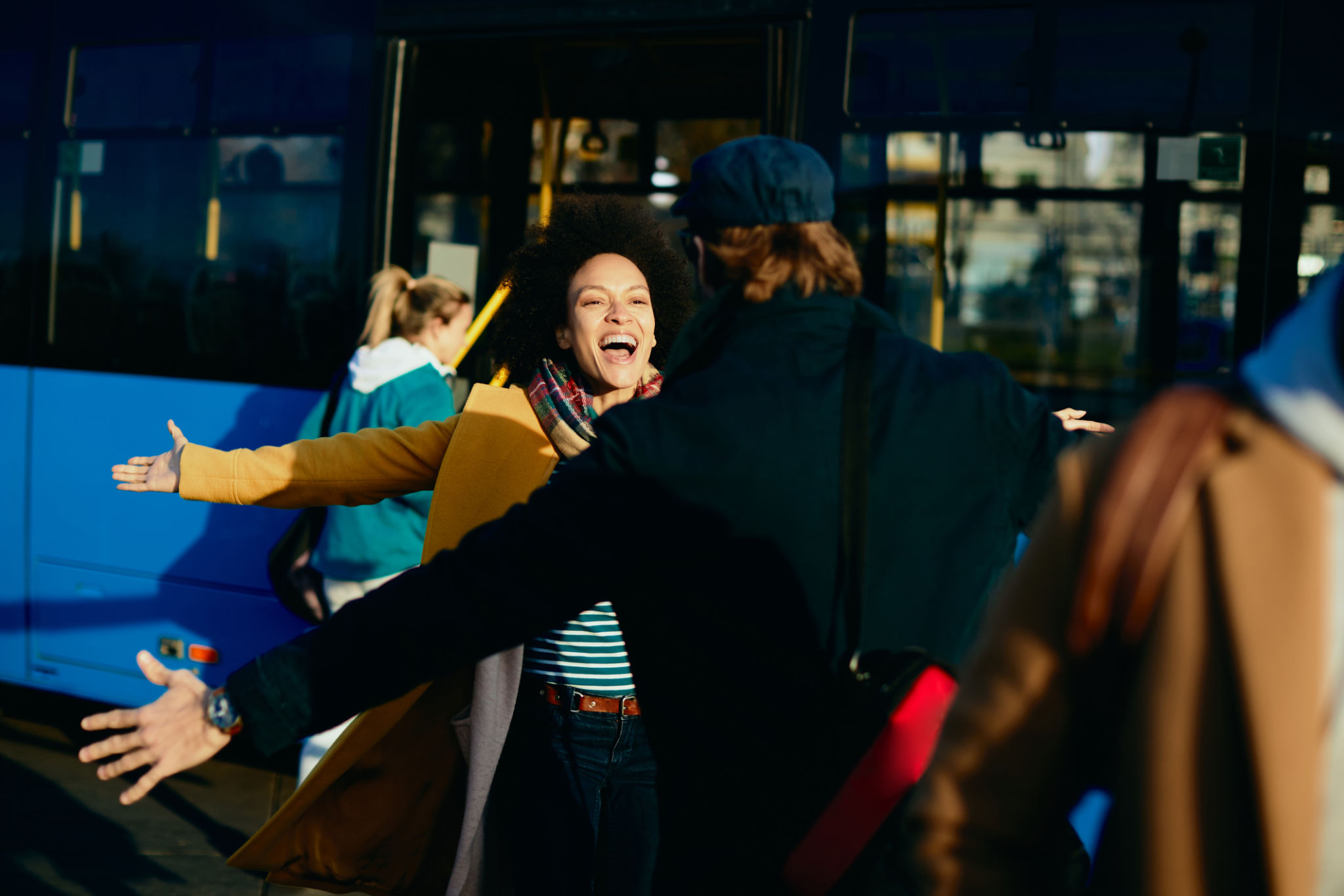 happy passengers bus