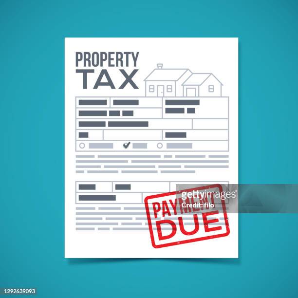 illustrazioni stock, clip art, cartoni animati e icone di tendenza di fattura di pagamento dell'imposta sulla proprietà dovuta - tassa