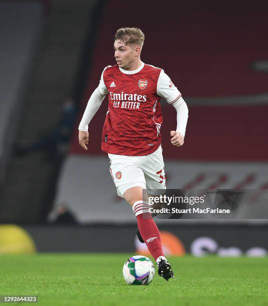 Emile Smith Rowe of Arsenal during the Carabao Cup Quarter Final match between Arsenal and Manchester City at Emirates Stadium on December 22, 2020...