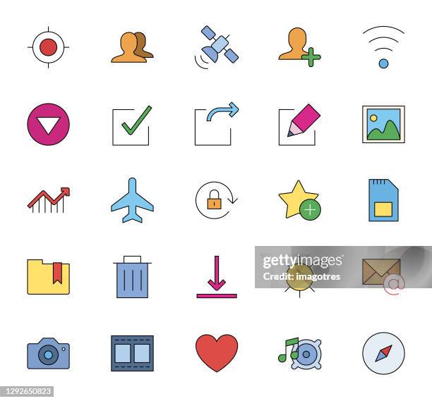 office icons set - sim card vector stock illustrations