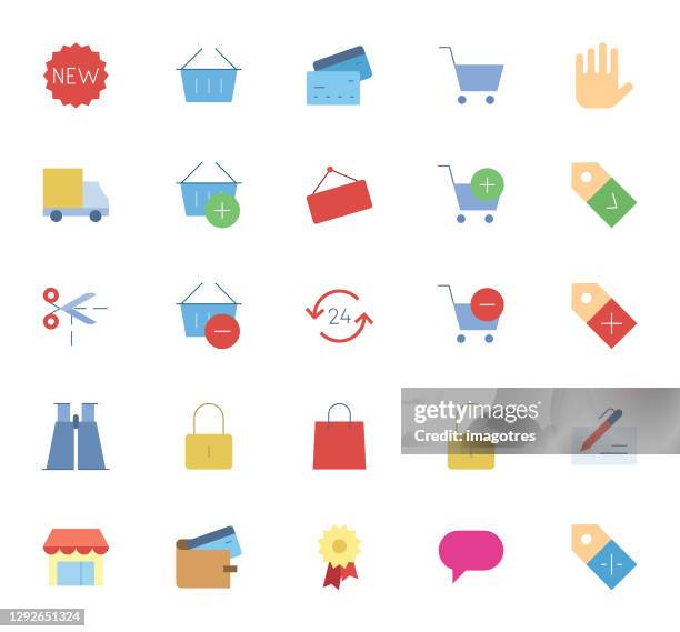 shopping icons set - padlock box stock illustrations